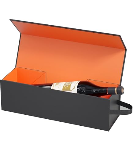 Set Of 10 Black Silk Wine Gift Bags With Handles - 3.74x3.74x13.97 Inch Hexagonal Boxes For Bottles
