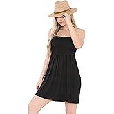 Loxdonz Women's Sun Strapless Tube Short Dress Summer Dresses Casual Mini Beach Cover Up