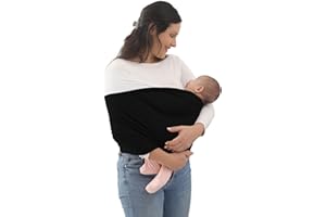 Kloovete Baby Wrap Carrier, Perfect Baby Carrier Wrap Sling for Newborn and Infant up to 35 lbs. (Black/White, M (S, M, L of Clothing Size))