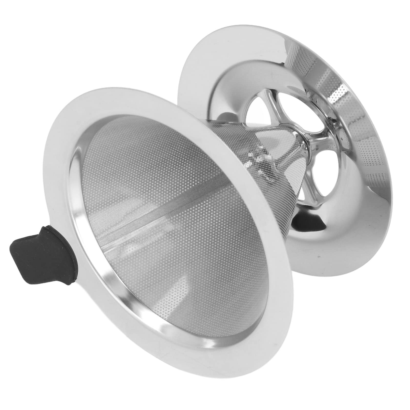 Coffee Dripper, Paperless Reusable Metal Cone Filter, Stainless Steel Coffee Filter with Double Mesh Liner, Easy to Clean(1-2 cups)