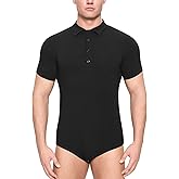 Landofgenie Men's Polo Jumpsuit One Piece Pajama Bodysuit Casual Style Onesie Office-to-Weekend with Roomy Fit