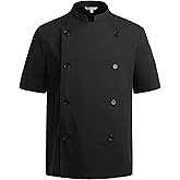 Sheenfon Castor Men’s Chef Coat – Classic Tailored Short Sleeve Chef Jacket with Mesh Vent Panels and Utility Pocket