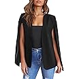 Womens Cape Blazer - Split Sleeve Open Front Casual Jacket Coat Workwear Elegant Formal Cape Coat