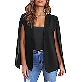 Womens Cape Blazer - Split Sleeve Open Front Casual Jacket Coat Workwear Elegant Formal Cape Coat