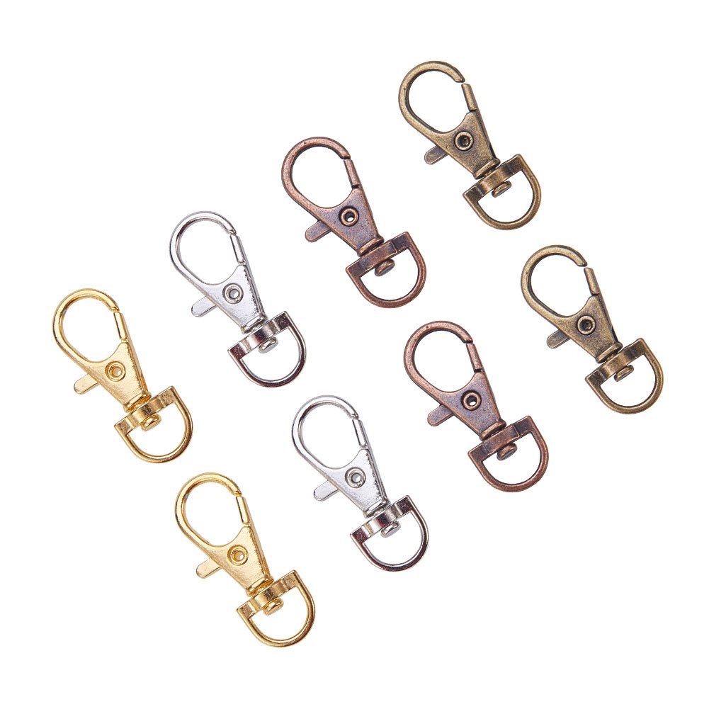 NBEADS 100 Pcs Alloy Swivel Lobster Claw Clasps Lanyard Clips Swivel Snap Hooks for Key Split Ring, Mixed Color