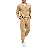 COOFANDY Men's Tracksuit 2 Piece Quarter Zip Sweatsuit Sets Casual Athletic Running Jogging Suits