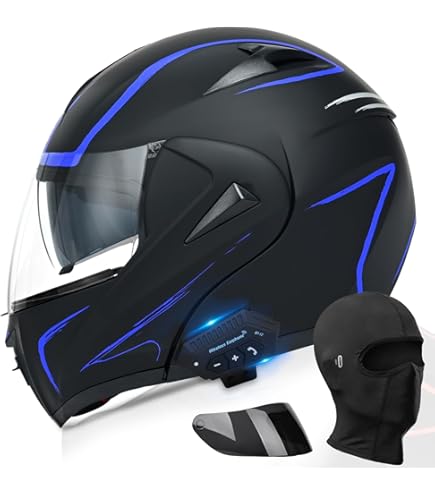Amazon.com: Bluetooth Modular Motorcycle Helmet DOT Approved Anti-Fog  Double Visor Full Face Flip Up Motorbike Helmet Built-in Speaker Microphone  for Automatic Answering Adults Men and Women : Automotive
