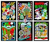 Stuff2Color Christmas Coloring Scenes - Fuzzy Poster 6 Pack (Arrives Uncolored)