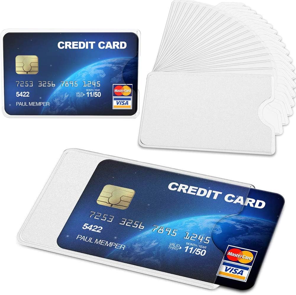 Credit Card Sleeves,BETOY 100 Pieces Plastic ID Credit Card Holder Badge ID Card Holders Transparent Card Protector Vertical Business Card Sleeves Frosted ID Protector - Image 5