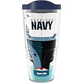 Tervis Navy Carrier Made in USA Double Walled Insulated Tumbler Travel Cup Keeps Drinks Cold & Hot, 24oz, Classic