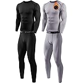Orrfreer 2 Pack Thermal Underwear for Men Long Johns with Fleece Lined Base Layer Men Cold Weather Top and Bottom Set