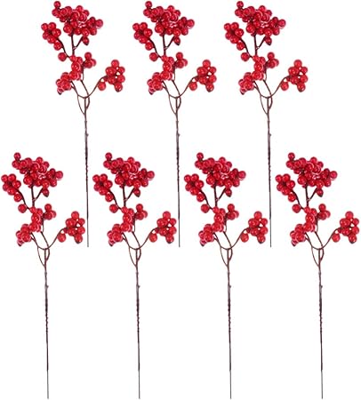 Immagini Agrifoglio Di Natale.Lioobo 10pcs Bacche Di Agrifoglio Bacche Rosse Artificiali Raccoglie Steli Per Composizioni Floreali Di Natale Ghirlande Decorazioni Natalizie Amazon It Casa E Cucina