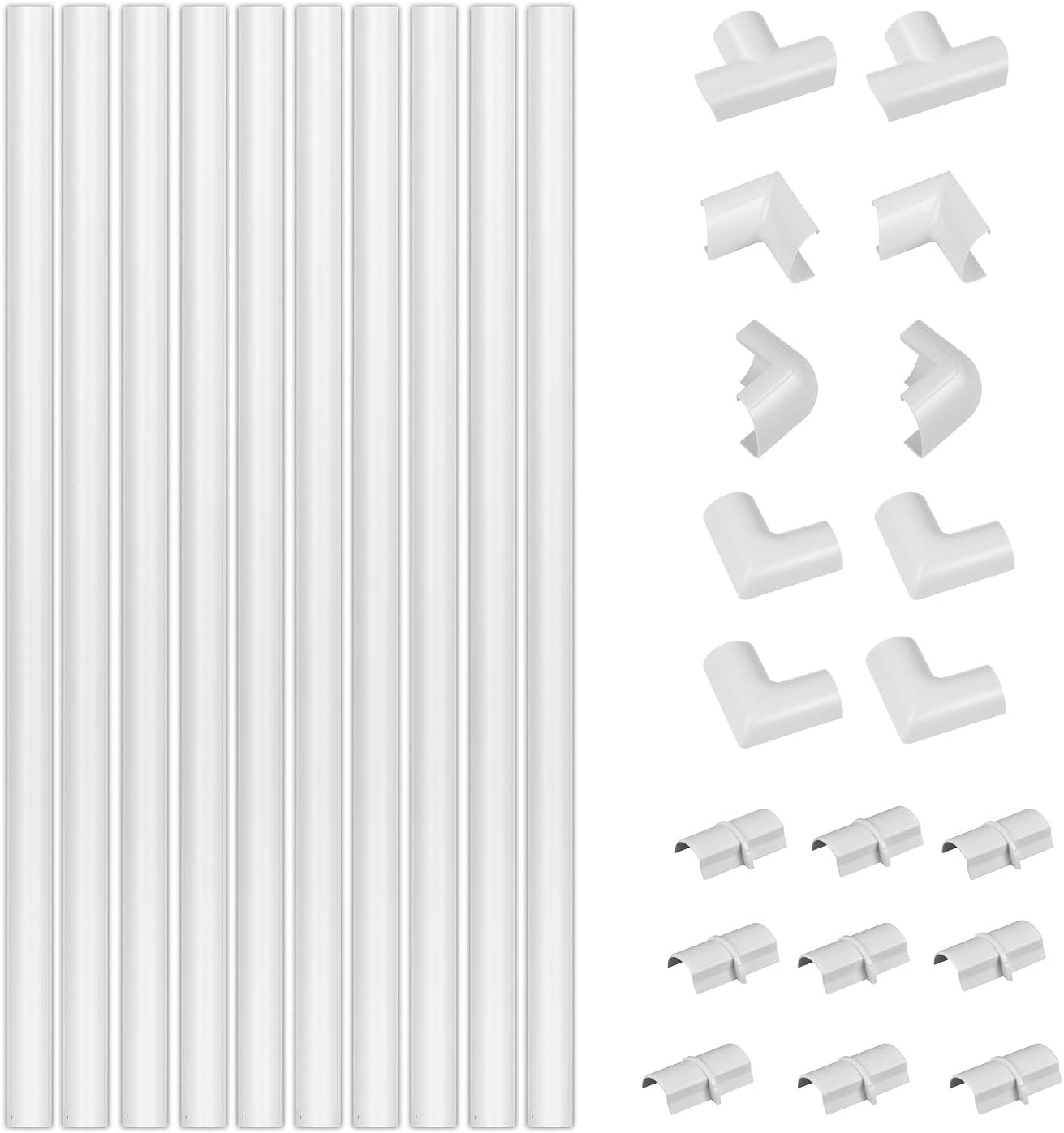 D-Line 30x15mm Cable Trunking 4m Multipack, Half Round Profile, Self-Adhesive Wire Cover, Paintable Cable Management