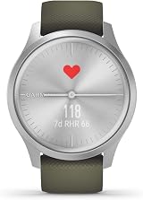 Garmin vívomove Style 42mm Hybrid Smartwatch Silver Moss Touchscreen Fitness view 2