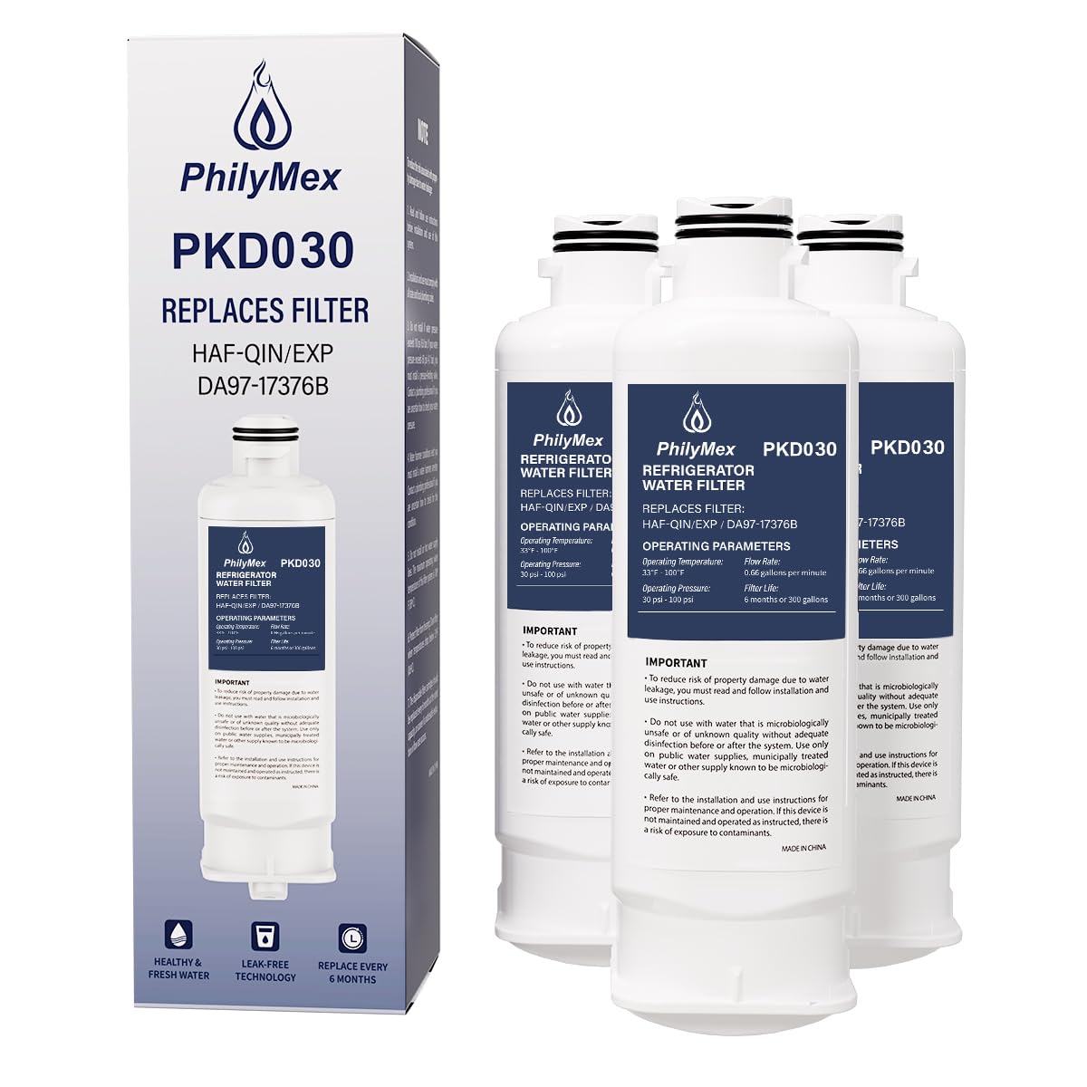 Photo 1 of PhilyMex Water filter for sam-sung RF28T5001SR(/AA),RS27T5200SR(/AA),RF27T5201SR(/AA),RF24R7201SR(/AA),RF28R7351SG(/AA),RF28R7201SR(/AA),RF28T5021SR(/AA),Replacement 3PK