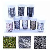 Fashion Nail Art Transfer Foil 6pcs Mix Black Lace /Lip /Peacock Style etc. Nail Sticker Tip Decoration