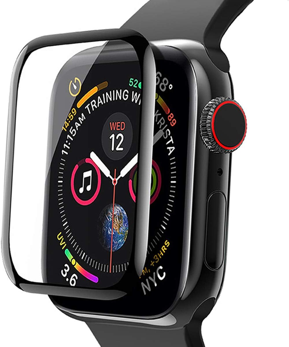 Ridpix Screen Protector for Apple Watch 44mm, Full-Glue Adhesive [Bobble Free] Tempered Glass Screen Cover for 2018 New Apple Watch Series 4 (3 Pack)