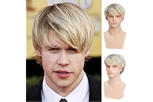 Kaneles Mens Blonde Wig Male Short Layered Cosplay Costume Party Natural Hair Wigs (Blonde)