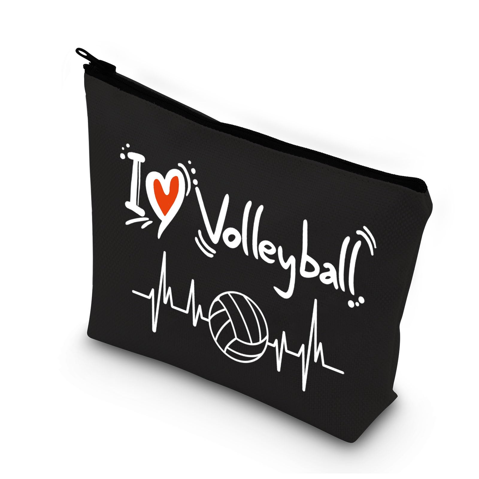 PLITI Volleyball Lover Makeup Bag for Women Girls Volleyball Player Gift Volleyball Team Gift I Love Volleyball Travel Pouch (I Love Volleyball blU)