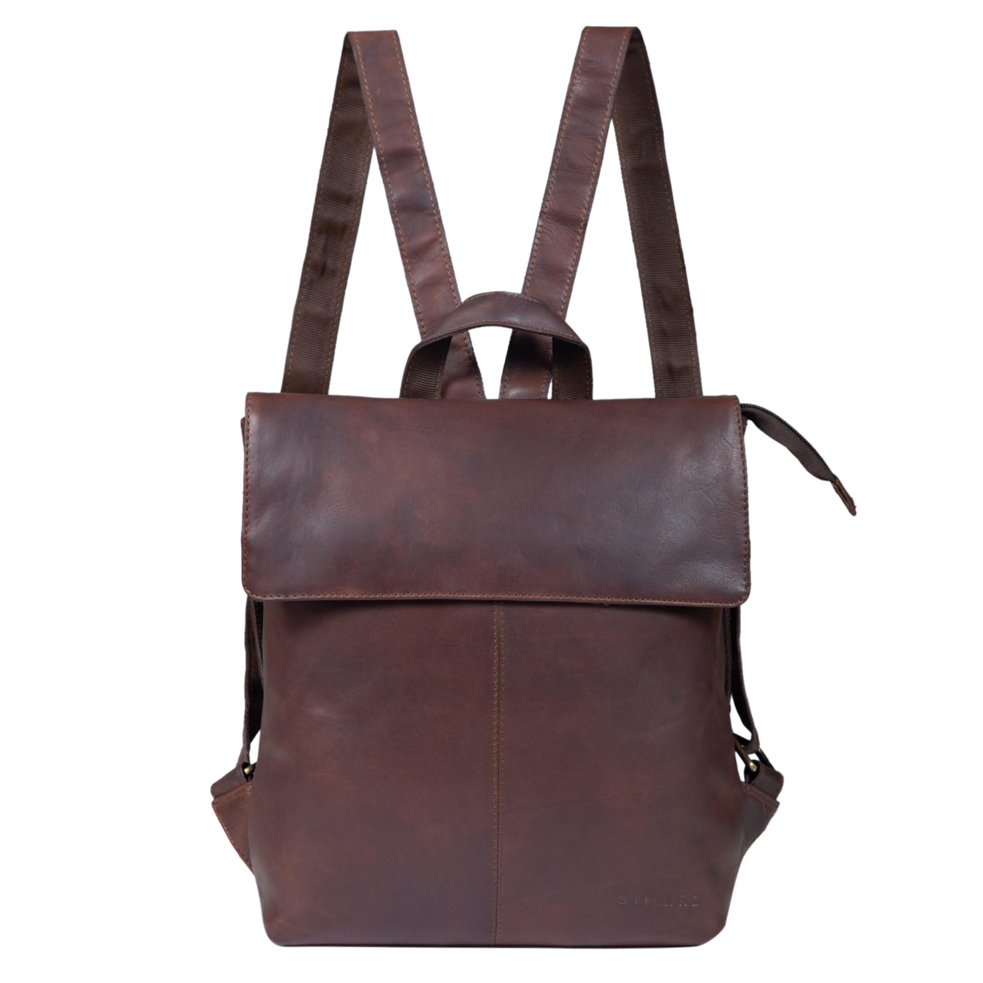 STILORD "Charlie" Vintage Leather Backpack Brown Satchel for Women Men Unisex Daypack for 13,3 Inch MacBook Laptop Rucksack in Genuine Leather Colour:Cognac Dark Brown