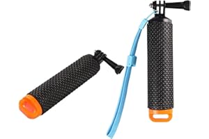 Walway Floating Hand Grip Waterproof Handheld Selfie Stick Monopod Grip Handle Mount Compatible with GoPro Hero 10, 9, 8, 7, Hero Session, Fusion, Max, AKASO, SJCAM, DJI Osmo Action Cameras (Orange)