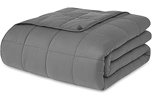 HILLHUB Weighted Blanket for Adults (5 lbs, 41” x 60”, Twin Size) Breathable Heavy Throw Blanket for 40-80 lbs, Soft Thick Blankets with Cooling Glass Beads, All Season, Machine Washable, Grey