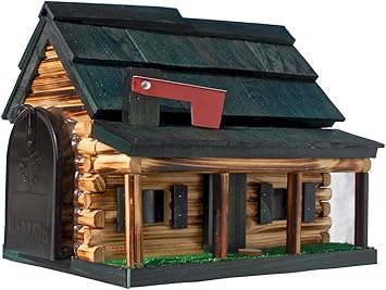 Amazon Com Log Cabin With Porch Wooden Mailbox Green Amish Made