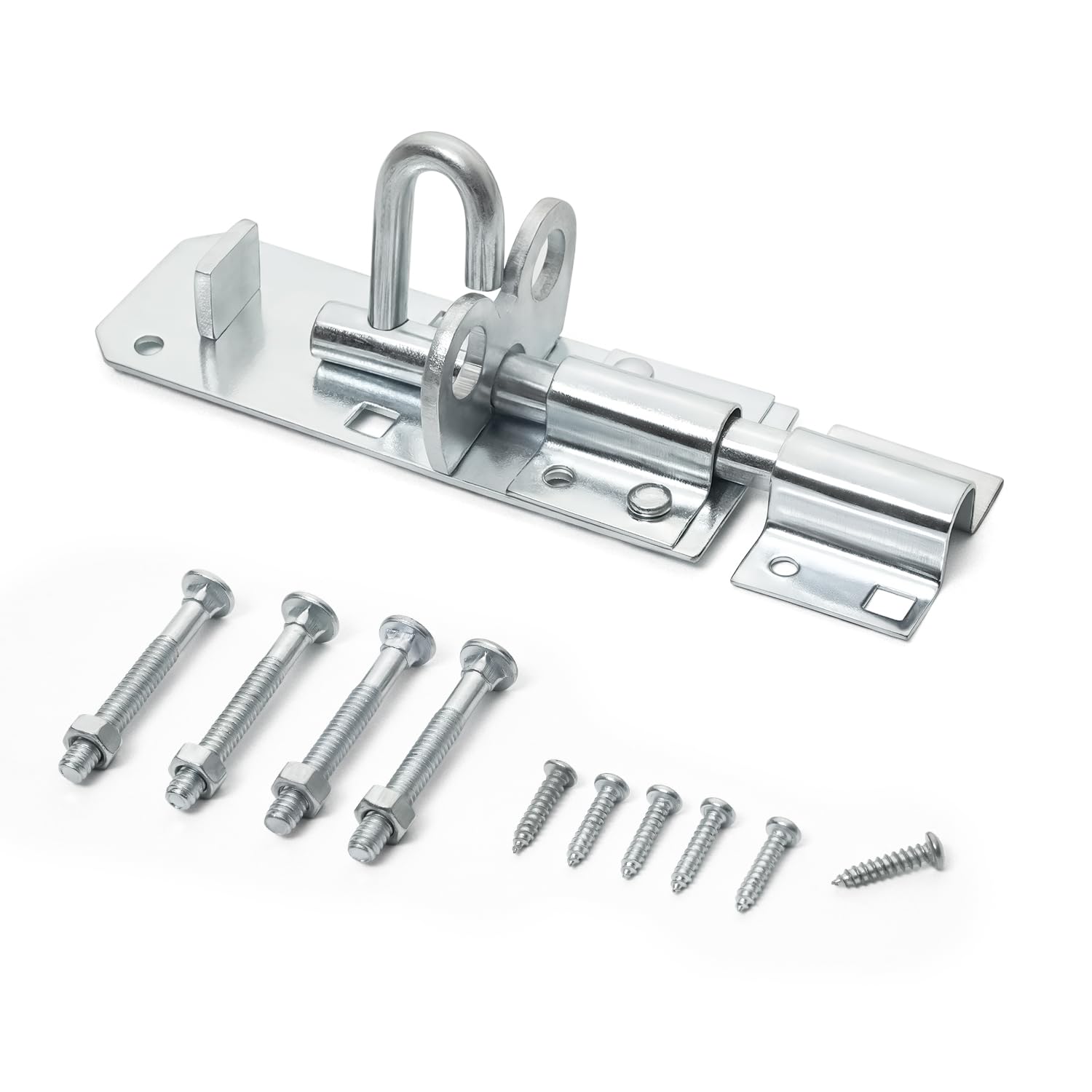 Galvanised Brenton Bolt Sliding Door Lockable Padbolt – 4" (100mm) Heavy Duty Zinc Plate Lock Pad Garden Shed Gate Latch Patio Door Security Gate Bolt Bedroom | Silver