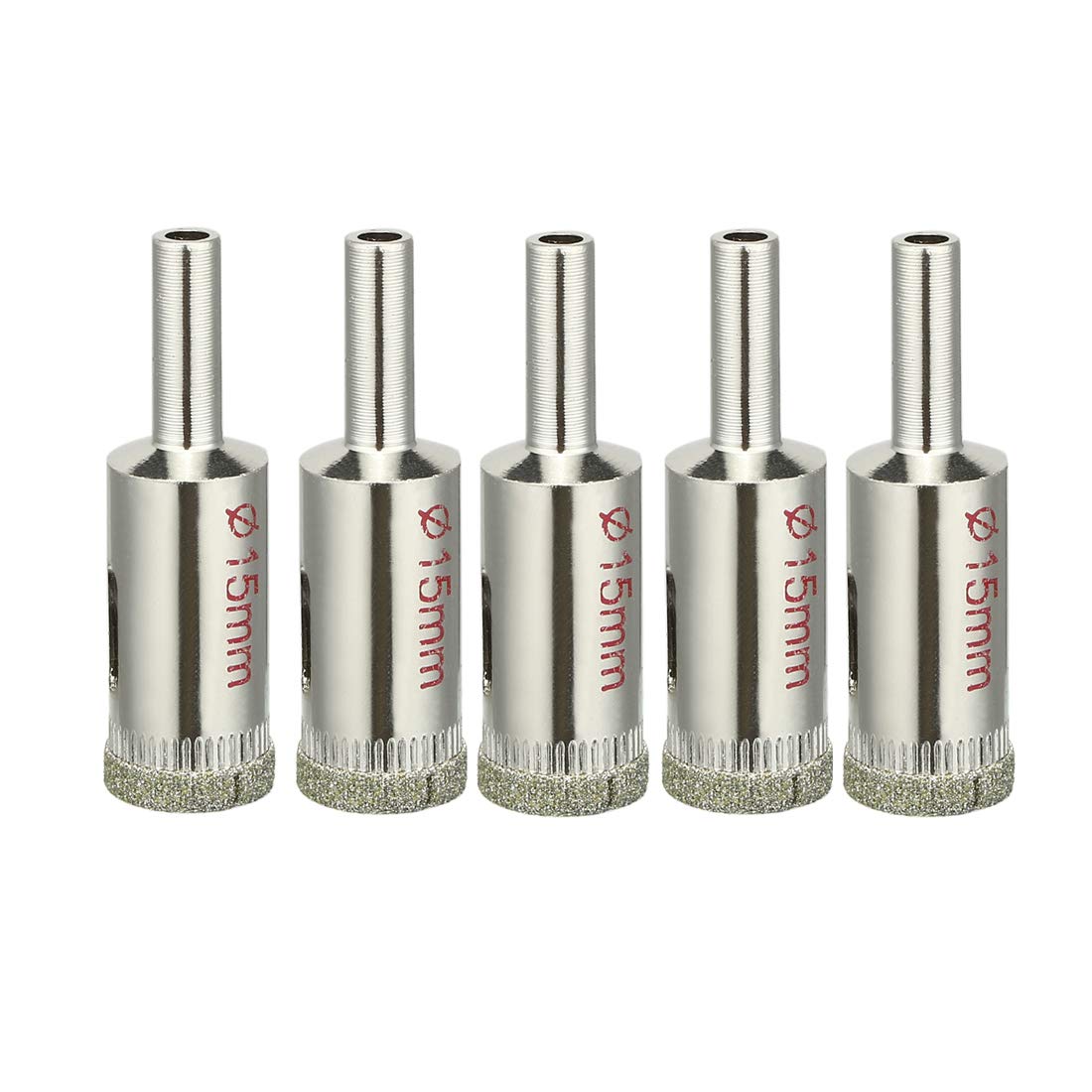 sourcingmap 5PCS 15mm Diamond Coated Hole Saw Drill Bits for Glass Ceramic Tile Marble Rock Porcelain Bottles Pots Brick
