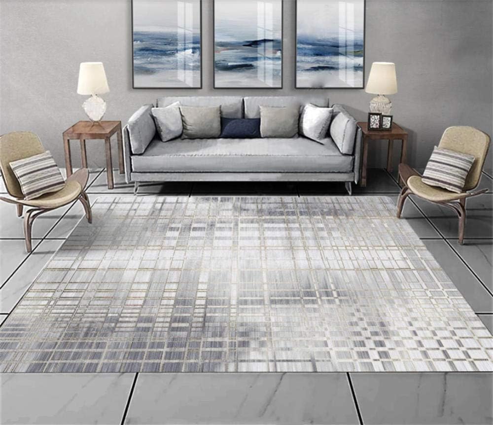 wlqdyys Home Decoration Carpets Fluffy rug White gray grid pattern rug Bed Rug Gold velvet 200 * 300cm
