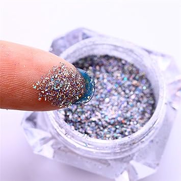 Amazon Com 1 Pcs Holo Pigment Rainbow Nail Glitter Shine Hologram