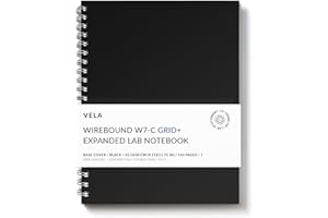 Vela Sciences Advanced W7-C Expanded Wirebound Lab Notebook, 9.25 x 11.75 in (23.5 x 30 cm), 144 Pages, Double Wire Looped, 70lb Heavyweight Paper (1-Pack, Grid+)