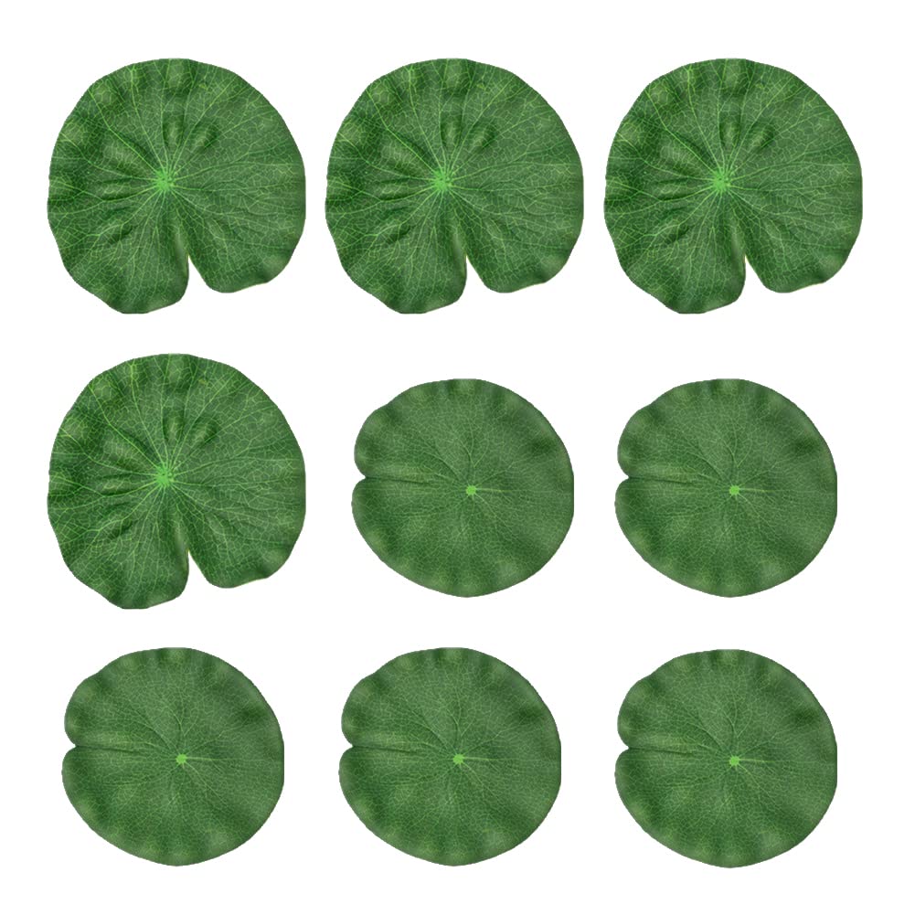 JIHUOO 18 Pcs 10 and 17cm Artificial Pond Lily Pads Lotus Flower Leaves Small Floating Lily Pads Large Plastic Lily Pads Fish Pond Artificial Plants