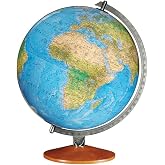 Replogle Illuminated World Globe with Stand, 12 Inch diamteter light up globe with 3-D Raised Relief Texture. Perfect for Children And Kid's Classroom and home Decor, Made In USA