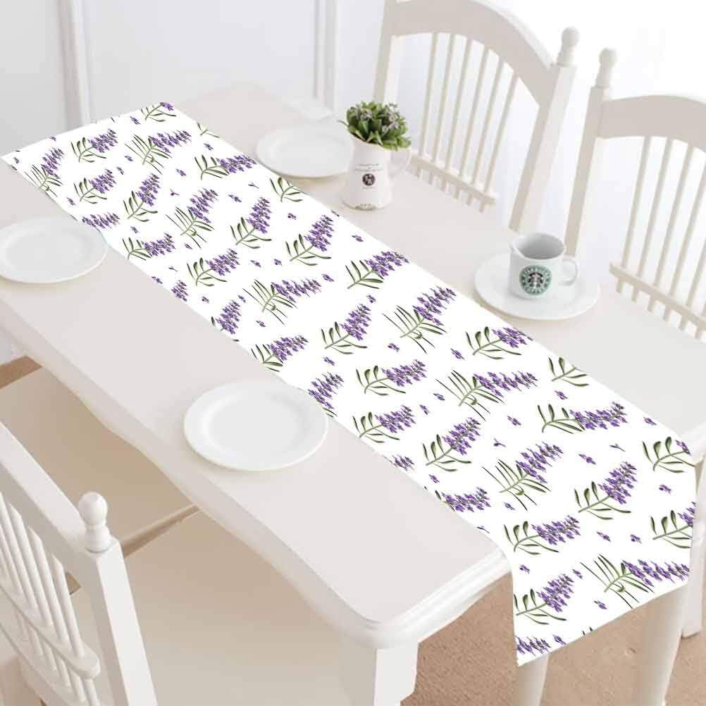 Lavender Linen Burlap Table Runner,Nature Pattern with