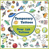 Temporary Tattoos for Kids, Space Themed Tattoos, Space Party Favor, Outer Space Party Supplies, Fake Tattoos for Boys Girls, 140 Tattoos -15 Sheets