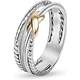 Myshiwu Designer Jewelry for Women Two-tone Crossover Twisted Cable Wire Band Ring Fashion Brand Jewelry Gift