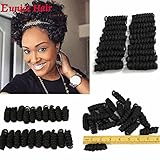 #1B Eunice Hair Short Curly Saniya Curl Crochet Hair Crochet Braids Natural and Soft Bouncy Twist Hair 20 Strands/Pack 3 Packs/Lot For Women (10 inch saniya, black)