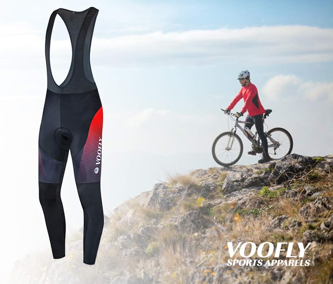 voofly Cycling Bib Pants for Men Gel Padded Compression Bike Riding Leggings Stretch Bicycle Tights: Clothing