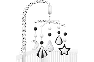 FEISIKE Baby Crib Mobile, Crib Toys Hanging with 35 Lullabies, 3 Modes Digital Musical Box（Turn Only, Music Only, Turn & Music Newborn Baby Toys Black/White for Boys and Grils