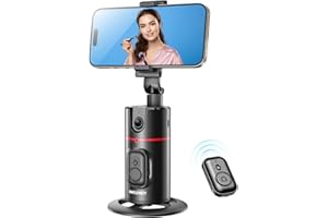 MAPLEPARTY Auto Face Tracking Tripod, 360°Rotation Auto Tracking Phone Holder Body Track Camera Mount with Remote, No App, Gesture Control, Moving Tripod for Vlog Live Streaming Video Recording Tiktok