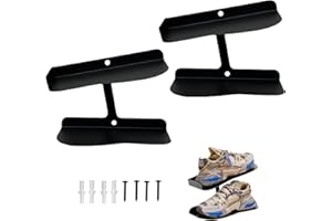 MSKEI Floating Shoe Rack Wall Mount, Shoe Display Stand for Sneaker Collection, Metal Hanging Shoe Organizers Shelf, Black, 2pcs