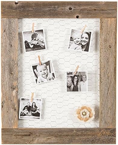 Drakestone DesignsBarnwood Picture Frame Chicken Wire Photo Display | Wall Mount | Handmade Rustic Reclaimed Wood | 27 x 23 Inch - Natural