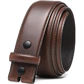Men's Full Grain Leather Belt Strap, 1 1/2" Wide, Snap Closure, No Buckle | Secure snaps make buckle changes easy; sturdy leather provides reliable support for jeans, workwear and daily casual outfits