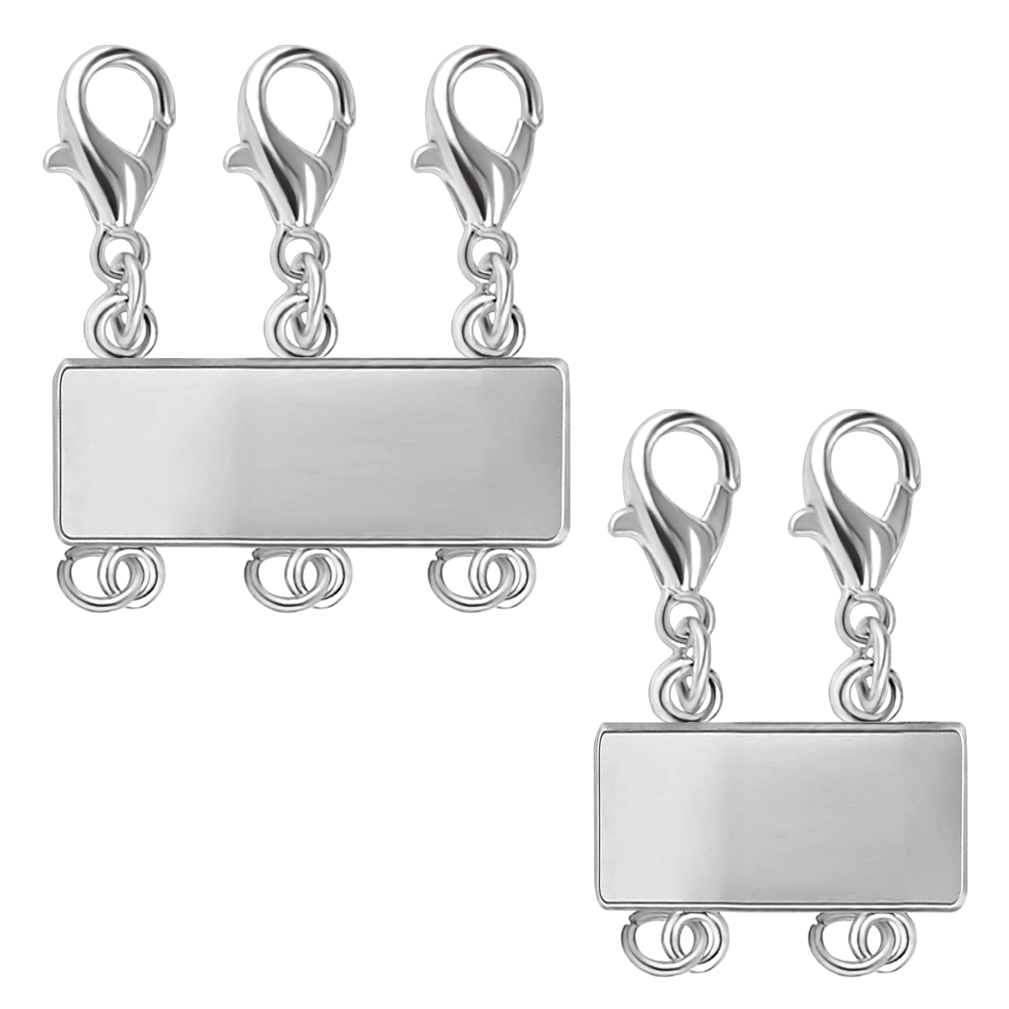 Magnetic Necklace Clasps, 2PCS Silver Multi Magnetic Layering Necklace Layered Clasp Silver Magnet Jewellery Connector Bracelet Necklaces Separator Layered Clasps for Jewellery Making Women