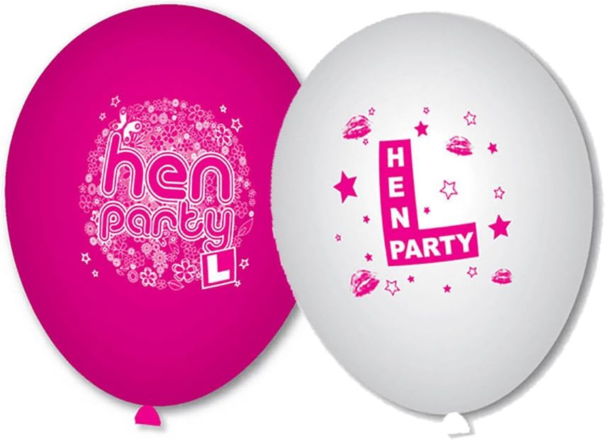Hen Party Balloons by Jump Party® - 10 Pack of Large & Robust 12" Latex, Pink & White Hen Party Classy Decorations Accessories