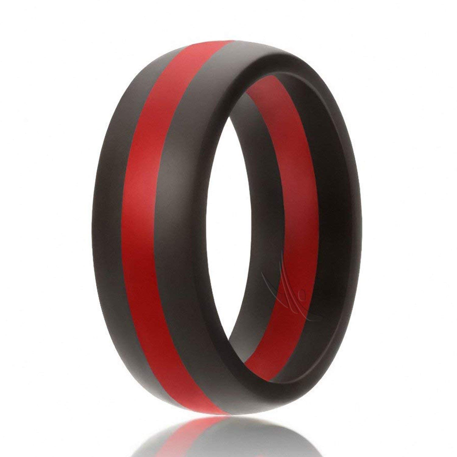 ROQSilicone Rubber Wedding Ring for Men, Comfort Fit, Men's Wedding Band, Breathable Rubber Engagement Band, 8mm Wide 2mm Thick, Dome Style Middle Line, Solid Stripes, Multi Packs, Multi Colors