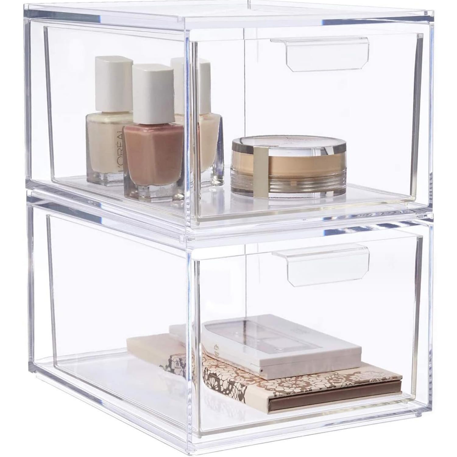 YIHAOBOX Stackable Cosmetic Organiser Drawers, Acrylic Makeup Organiser, Makeup Container Drawer Cosmetics, Skin Care, Hair Accessories, Bathroom Counter Dresser Vanity, Bathroom, Bedroom