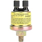 Oil Pressure Sensor, Universal 1/8 NPT Car Replacement Engine Oil Pressure Sensor for Aftermarket Gauge
