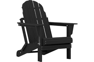 Restcozi Adirondack Chairs, HDPE All-Weather Adirondack Chair Folding, Fire Pit Chairs (1, Black)